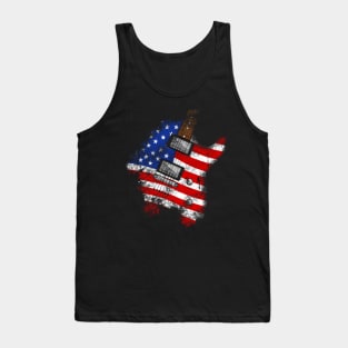 4th July Electric Guitar American Flag Independence Day Tank Top